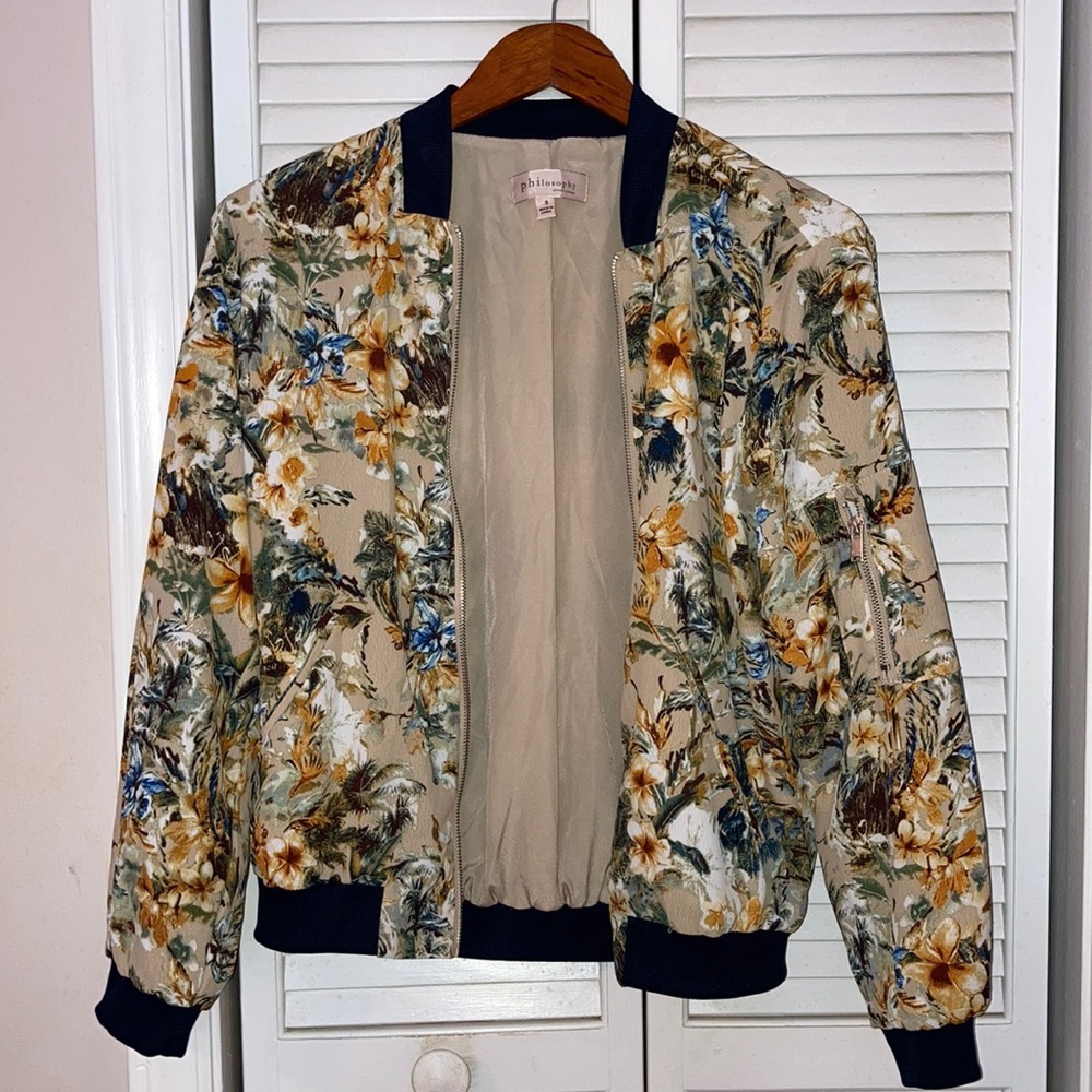 Tropical Print Bomber Jacket